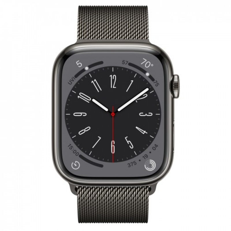 Apple Watch Series 8 45mm Graphite Stainless Steel Case Graphite Milanese Loop