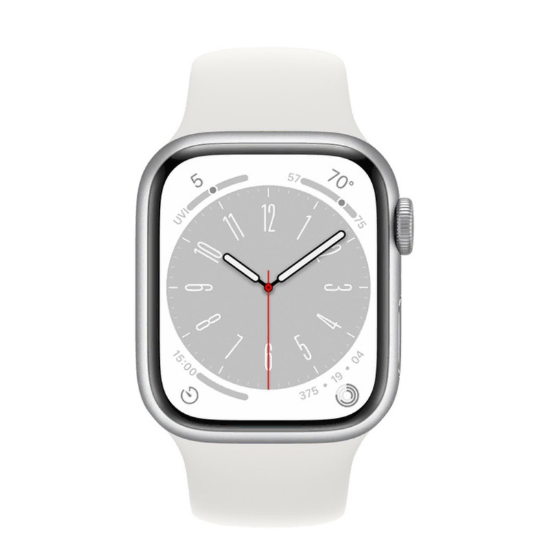 Apple Watch Series 8 41mm Silver Aluminum Case White Sport Band