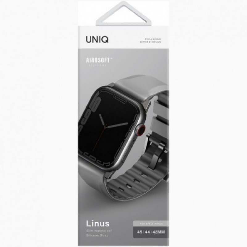 Uniq для Apple Watch 41/40/38 mm ремешок Linus Airosoft silicone strap Grey