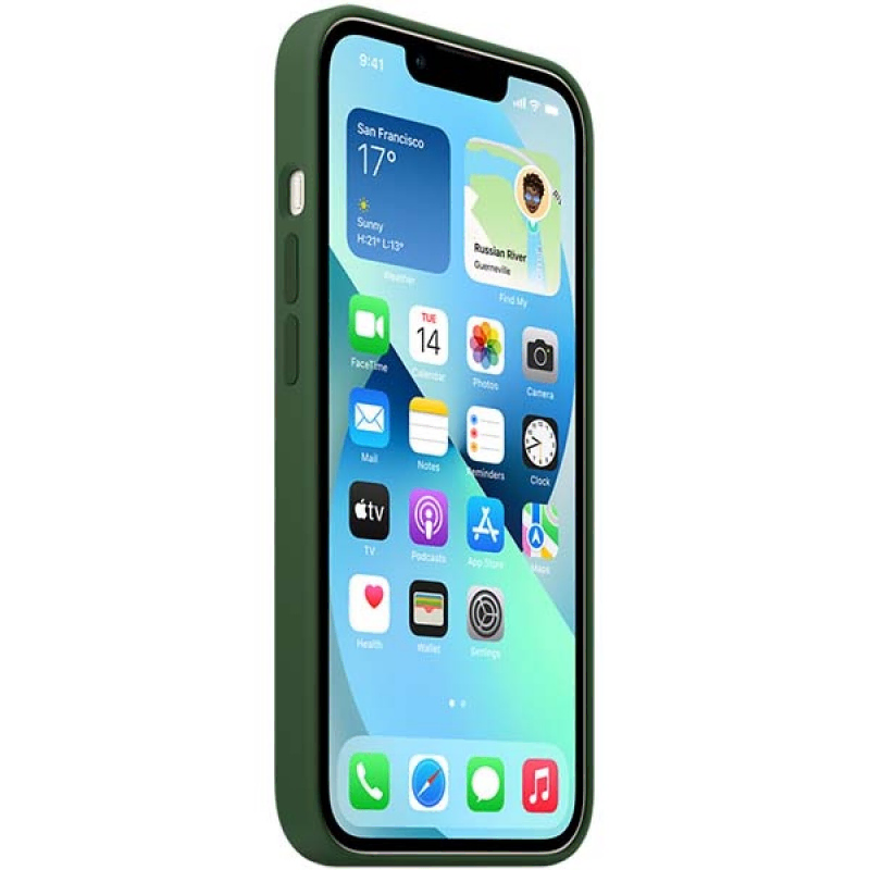 Накладка Apple iPhone 13 Pro Max Silicon Case MagSafe (Зелёный клевер)