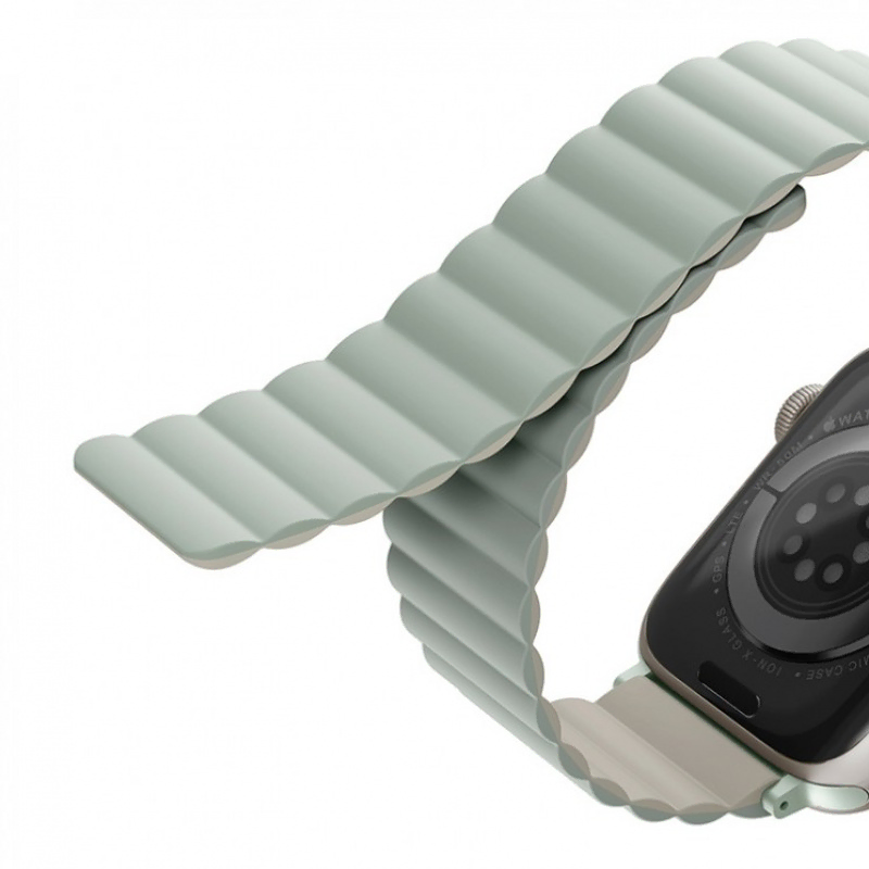 Uniq для Apple Watch 45/44/42 mm ремешок Revix reversible Magnetic Sage/Beige