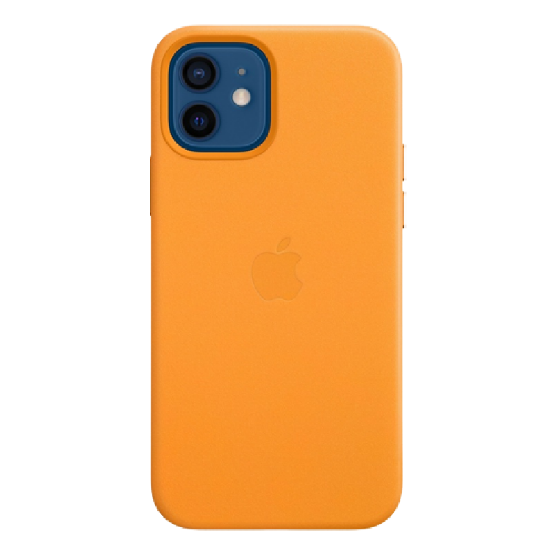 Чехол Apple iPhone 12/12 Pro Leather Case MagSafe (Золотой апельсин)