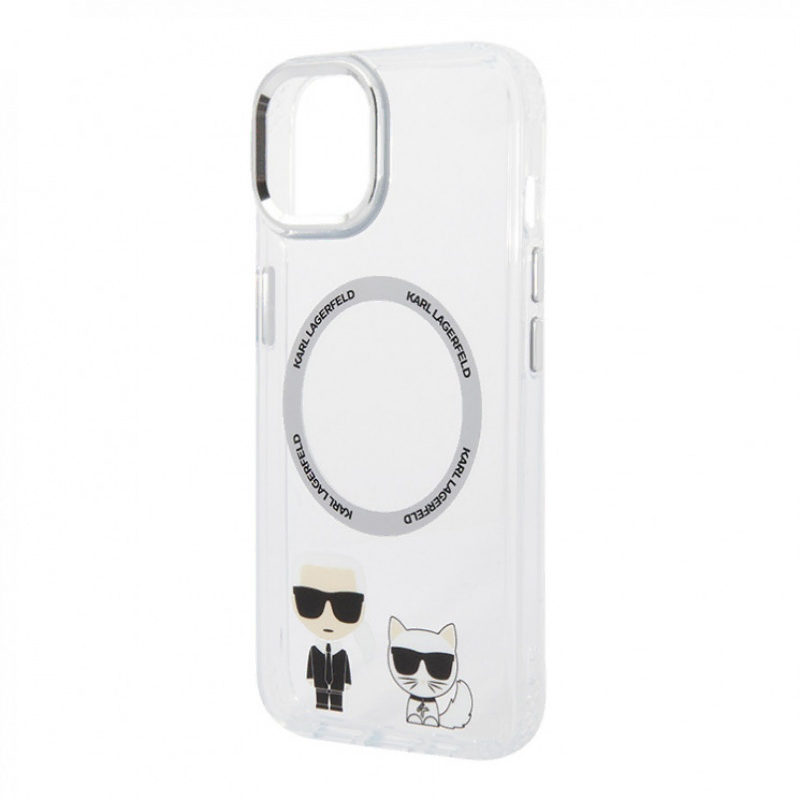 Lagerfeld для iPhone 14 чехол PC/TPU Karl & Choupette Hard Transparent (MagSafe)