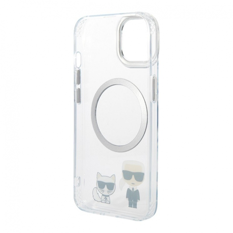 Lagerfeld для iPhone 14 чехол PC/TPU Karl & Choupette Hard Transparent (MagSafe)