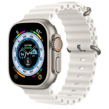 Apple Watch Series Ultra 49mm Titanium Case with White Ocean Band One Size