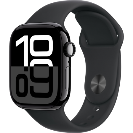 Apple Watch Series 10 42mm Aluminum Jet Black Case Black Sport Band